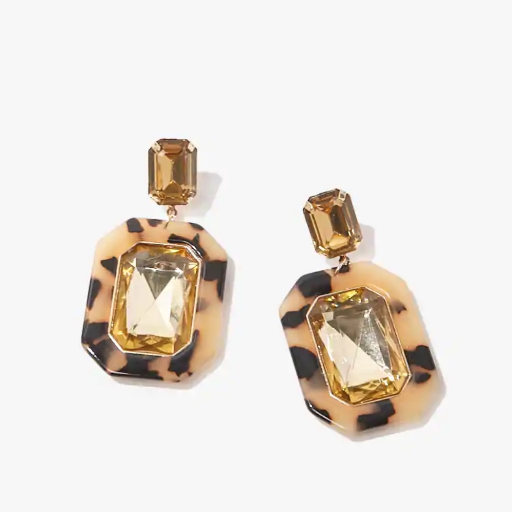 Tortoiseshell faux gem drop earrings